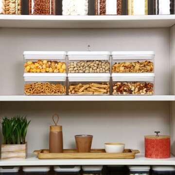 Felli Flip Tite Food Storage Container with Lid 4” RECTANGULAR Airtight Lock Top, Stackable Plastic Kitchen Canister Jar for Fridge Pantry Drawer Organization, Veggie Fruit Tea Bag Organizer (1.1 qt)