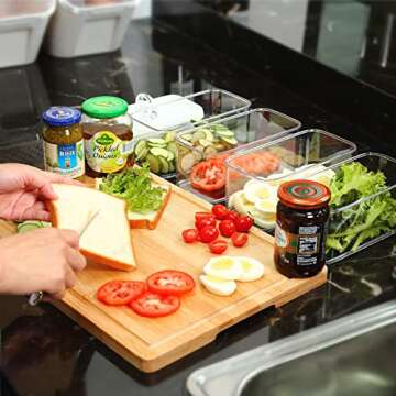 Felli Flip Tite Food Storage Container with Lid 4” RECTANGULAR Airtight Lock Top, Stackable Plastic Kitchen Canister Jar for Fridge Pantry Drawer Organization, Veggie Fruit Tea Bag Organizer (1.1 qt)