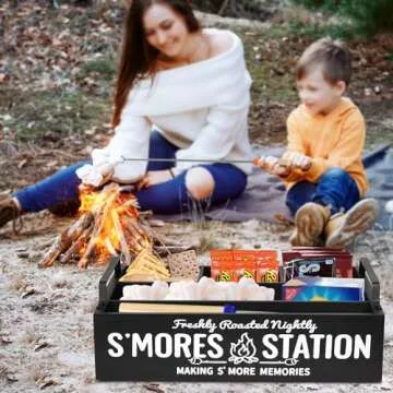 COZYYROME S'Mores Station with 4 Marshmallow Roasting Sticks, S'mores Bar Holder with Handles, S'mor...
