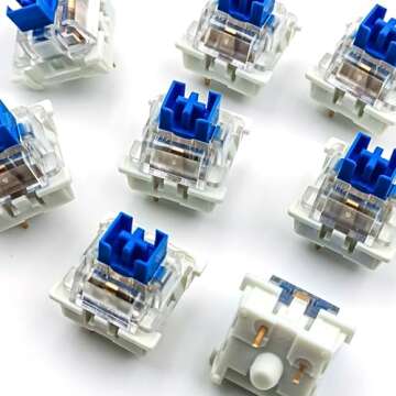 Zjmehty Outemu(Gaote) Blue Switches for MX Mechanical Gaming Keyboard,3-Pin 50gf Clicky/RGB/DIY Replaceable/Dustproof Switches(Blue,108pcs)