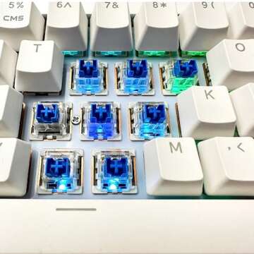 Zjmehty Outemu(Gaote) Blue Switches for MX Mechanical Gaming Keyboard,3-Pin 50gf Clicky/RGB/DIY Replaceable/Dustproof Switches(Blue,108pcs)
