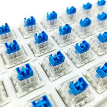 Zjmehty Outemu(Gaote) Blue Switches for MX Mechanical Gaming Keyboard,3-Pin 50gf Clicky/RGB/DIY Replaceable/Dustproof Switches(Blue,108pcs)