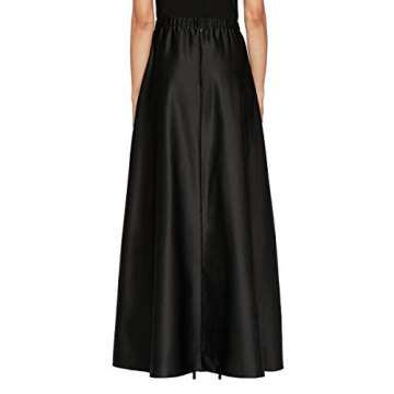Alex Evenings Women's Full Length Formal Maxi Skirt, Black Satin Pleated, Small