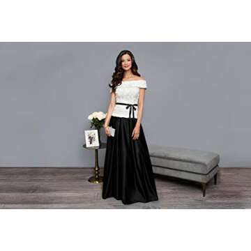 Alex Evenings Women's Full Length Formal Maxi Skirt, Black Satin Pleated, Small