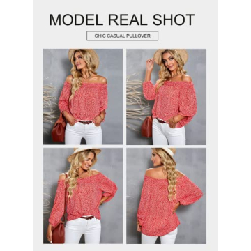 BLENCOT Women's Chiffon Off Shoulder Top Floral Print