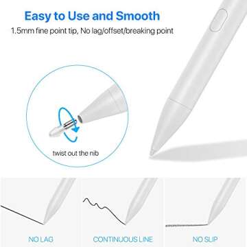 Penoval Stylus Pen for iPad, Active Pencil with Palm Rejection, Compatible with (2018-2020) Apple iPad Pro, iPad 8th/7th/iPad 6th/Mini 5th Gen/iPad Air 3rd 11 & 12.9-inch