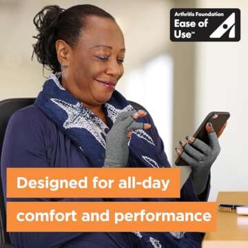 IMAK Compression Arthritis Gloves - Compression Gloves for Arthritis & Joint Pain Support - Men's & Women's Fingerless Gloves to Support Circulation - Grey - Medium