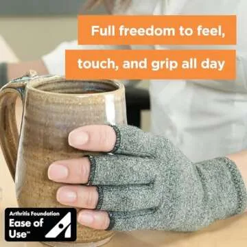 IMAK Compression Arthritis Gloves - Compression Gloves for Arthritis & Joint Pain Support - Men's & Women's Fingerless Gloves to Support Circulation - Grey - Medium