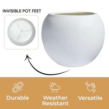 KUTE NEST 20" Large Fiberstone Planter for Indoor & Outdoor Use