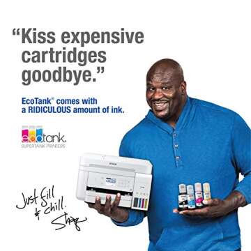 Epson EcoTank ET-3760 Wireless Color All-in-One Cartridge-Free Supertank Printer with Scanner, Copie...