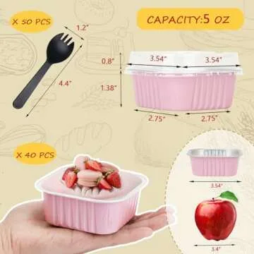 LNYZQUS 5oz Square Cupcake Pan with Lids, 40 Pack