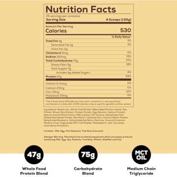 REDCON1 MRE Protein Powder, Oatmeal Chocolate Chip - Meal Replacement Protein Blend Made with MCT Oi...