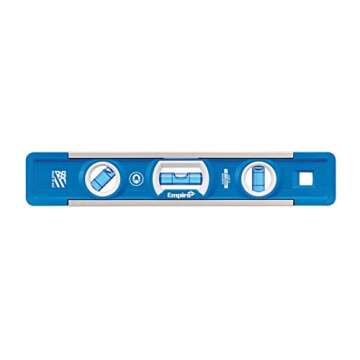 Empire Level EM81.9G 9 Inch Magnetic Torpedo Level w/Overhead Viewing Slot (Made in USA), Silver/White/Blue