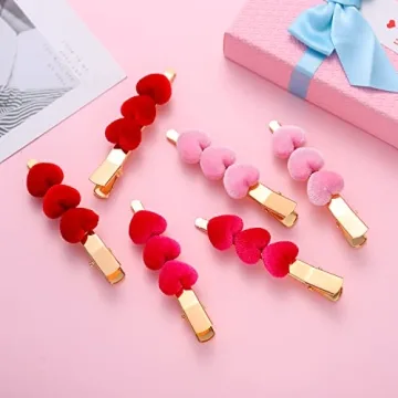 CEALXHENY Valentine’s Day Hair Clips Velvet Heart Hair Clips for Women Girls Triple Heart Hairpins Sweet Hair Barrettes Fashion Hair Accessory Holiday Gifts (Style B - Furry)