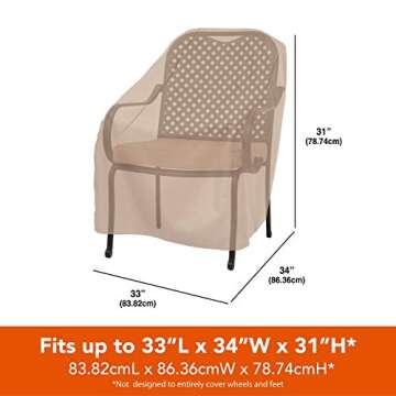 MODERN LEISURE Basics Patio Chair Cover - Weather-Resistant Fabric - Furniture Protection Perfect for Patio, Deck, and Porch - 33" L x 34" W x 31" H - Khaki