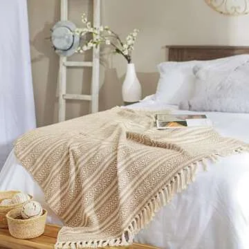 DII Rustic Farmhouse Cotton Blanket for Cozy Living