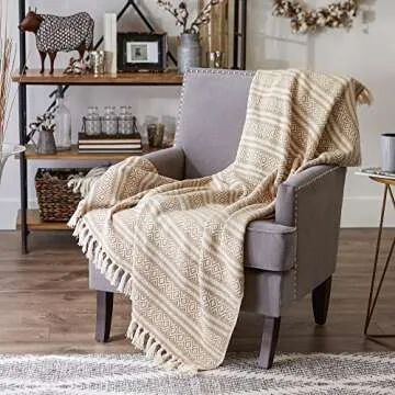 DII Rustic Farmhouse Cotton Blanket for Cozy Living