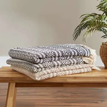 DII Rustic Farmhouse Cotton Blanket for Cozy Living