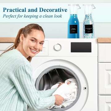 GIXSEGIE Laundry Detergent Dispenser Bottle 40oz with Waterproof Label for Detergent, Soap, Fabric S...