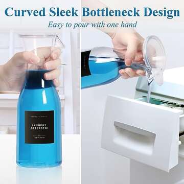 GIXSEGIE Laundry Detergent Dispenser Bottle 40oz with Waterproof Label for Detergent, Soap, Fabric Softener, Scent Booster Beads, Sturdy PET Bottle for Laundry Room Decor - 2 Pack Black