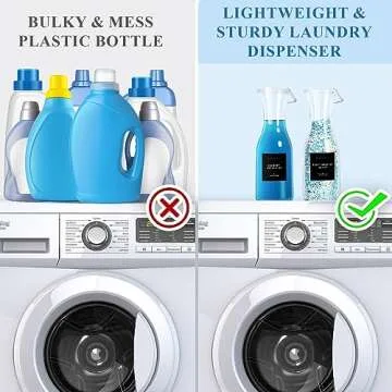 GIXSEGIE Laundry Detergent Dispenser Bottle 40oz with Waterproof Label for Detergent, Soap, Fabric Softener, Scent Booster Beads, Sturdy PET Bottle for Laundry Room Decor - 2 Pack Black