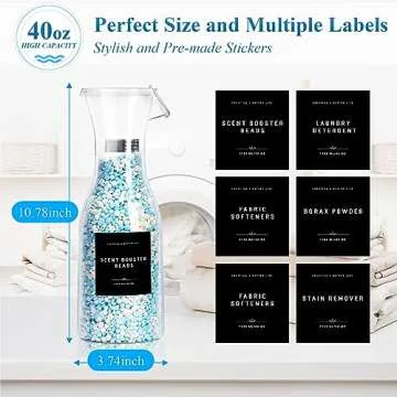 GIXSEGIE Laundry Detergent Dispenser Bottle 40oz with Waterproof Label for Detergent, Soap, Fabric Softener, Scent Booster Beads, Sturdy PET Bottle for Laundry Room Decor - 2 Pack Black