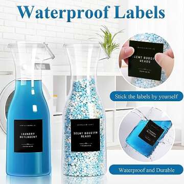GIXSEGIE Laundry Detergent Dispenser Bottle 40oz with Waterproof Label for Detergent, Soap, Fabric Softener, Scent Booster Beads, Sturdy PET Bottle for Laundry Room Decor - 2 Pack Black
