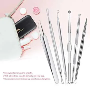 JPNK NEW Blackhead Remover Tools Comedone Extractor Acne Removal Kit for Blemish (Silver)