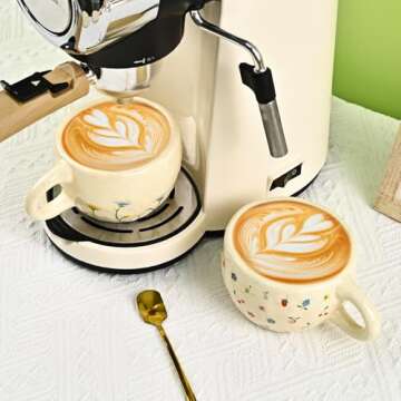 Denovin Ceramic Coffee Mug, Creative Flower Fruit Cup for Women Friends, 8.5 oz/250 ml Cute Coffee Mugs for Latte Tea Milk (Cherry and Orchid)