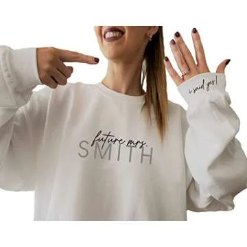 Up2ournecksinfabric Future Mrs Sweatshirt - Fiance - I Said Yes - Newly Engaged - Engagement Gift - New Mrs - Custom Mrs Sweatshirt - New Mrs - Honeymoon Pajamas - Wedding Gift - Future Mrs. Gift