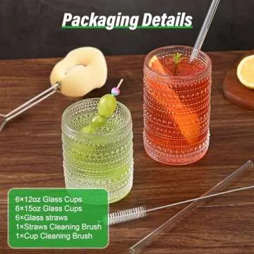 ZMOWIPDL Vintage Glassware Set of 12 - Elegant Drinkware