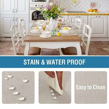 H.VERSAILTEX Linen Placemats Set of 8 Premium Solid Table Placemats for Dining Table Spill-Proof Waterproof Table Mats Heat-Resistant Kitchen Table Mats Washable, 12x18 inches, Taupe