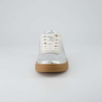 CUSHIONAIRE Balance Women's Fashion Sneakers – Retro Design, Silver 8