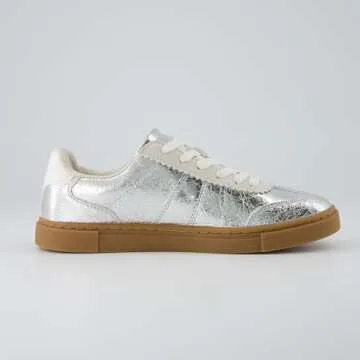 CUSHIONAIRE Balance Women's Fashion Sneakers – Retro Design, Silver 8