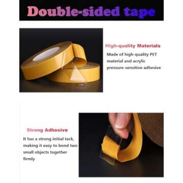 Super Thin Double Sided Adhesive Tape 1Inch x 66Feet Transparent Sticky Tape for Making DIY Crafts, ...