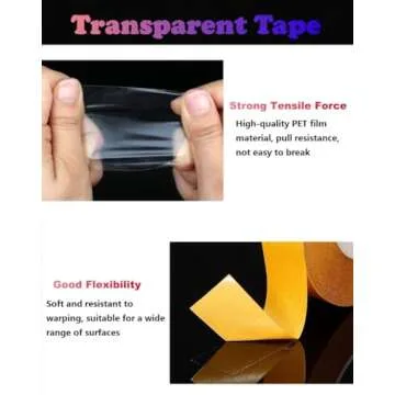 Super Thin Double Sided Adhesive Tape 1Inch x 66Feet Transparent Sticky Tape for Making DIY Crafts, Paste Photo, Scrapbook, Gift Wrap, Rug Fixed, Woodworker, Fashion Clothing, Wall Decor, Cat Training