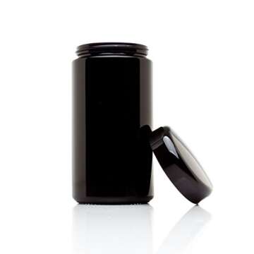 Infinity Jars Classic Black Glass Jar 500 ml (17 Fl Oz) Ultraviolet Airtight Smell Proof, Refillable...