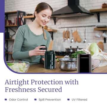 Infinity Jars Classic Black Glass Jar 500 ml (17 Fl Oz) Ultraviolet Airtight Smell Proof, Refillable Container, Screw Top Jar For Long Term Storage Coffee, Spices, Dried Goods Jar For Kitchen 3 Pack