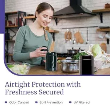 Infinity Jars Classic Black Glass Jar 500 ml (17 Fl Oz) Ultraviolet Airtight Smell Proof, Refillable Container, Screw Top Jar For Long Term Storage Coffee, Spices, Dried Goods Jar For Kitchen 3 Pack