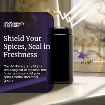 Infinity Jars Classic Black Glass Jar 500 ml (17 Fl Oz) Ultraviolet Airtight Smell Proof, Refillable Container, Screw Top Jar For Long Term Storage Coffee, Spices, Dried Goods Jar For Kitchen 3 Pack