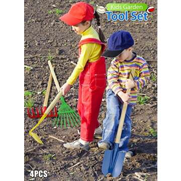 Click N' Play 4-Piece Kids Gardening Set With Shovel, Rake for Yard - Outdoor Toys for Ages 3-8 to P...