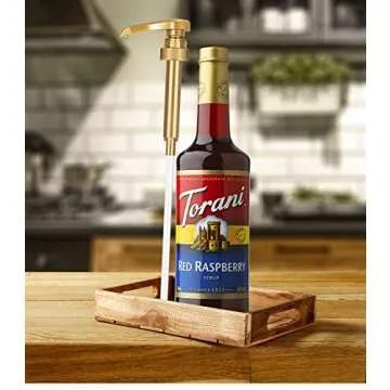 Red Raspberry Syrup for Drinks 25.4 Ounces | Torani with Little Squirt Syrup Pump
