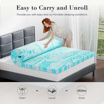 Mattress Topper - 3 Inch Gel Memory Foam Mattress Topper Full for Back Pain,Cooling Mattress Topper