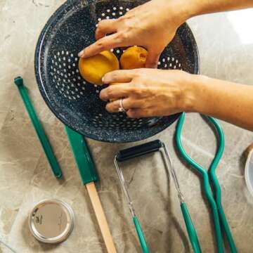 Granite Ware 9 Piece Enamelware Water bath Canning Pot with Canning kit, Colander and Rack. Canning Supplies Starter Kit.