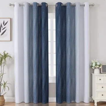Navy Blue & Grey Ombre Blackout Curtains 84in