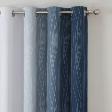 Navy Blue & Grey Ombre Blackout Curtains 84in