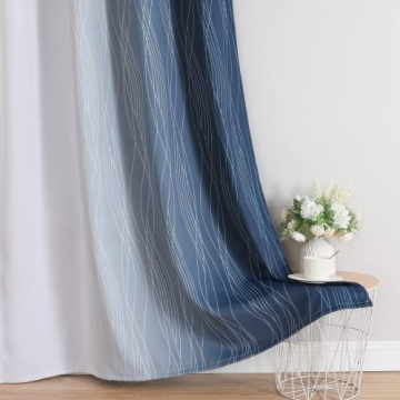 Navy Blue & Grey Ombre Blackout Curtains 84in