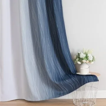 Navy Blue & Grey Ombre Blackout Curtains 84in