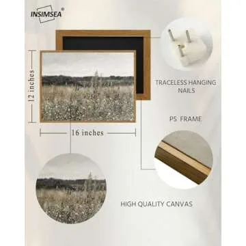 InSimSea Framed Canvas Wall Art Vintage Decor, Classical Oil Painting Canvas Prints Champ fleuri Vintage Wall Art for Home Room Bathroom Decor, 12"x16"