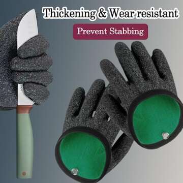 2Pcs Fishing Gloves with Magnet Release - Professional Anti-Slip Catch Fish Gloves,Puncture Proof Ic...